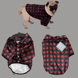 Berkshire Pet Collection Dog Sleep Shirt Red Black Buffalo Plaid Small New